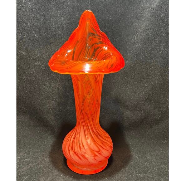 Hand Blown Tulip Vase, Orange 8.5 in. - Picture 1 of 4